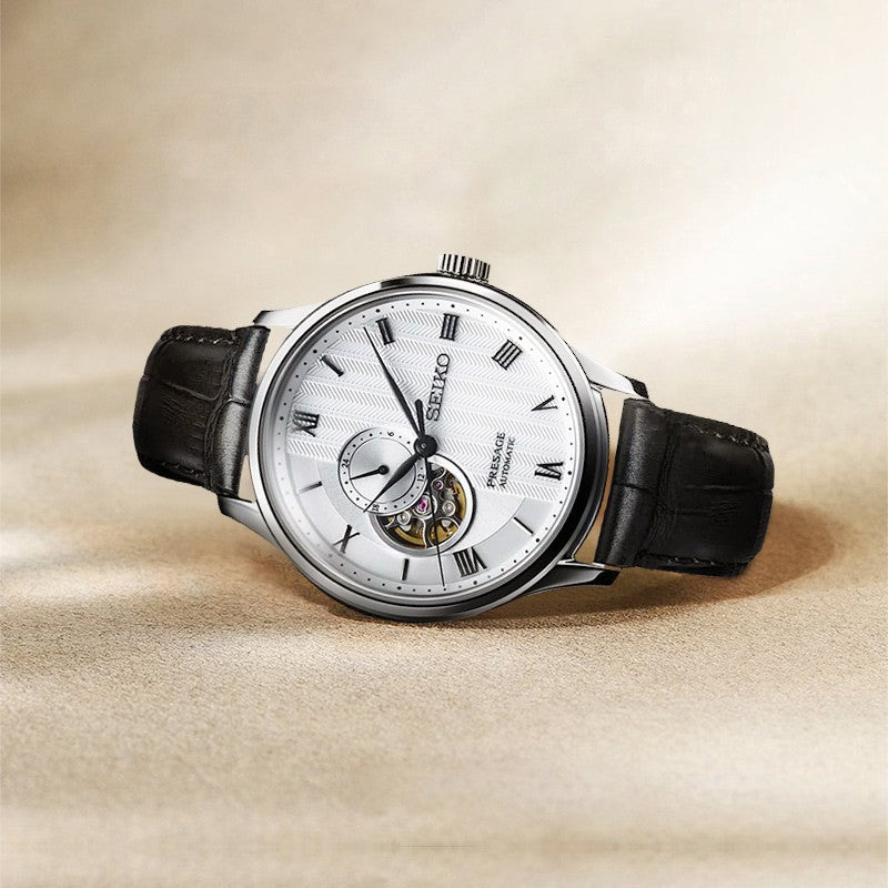 Men's SEIKO Watch PRESAGE Series Japan White Dial Belt Business 4R Movement Automatic / Mechanical Watch SSA379J1
