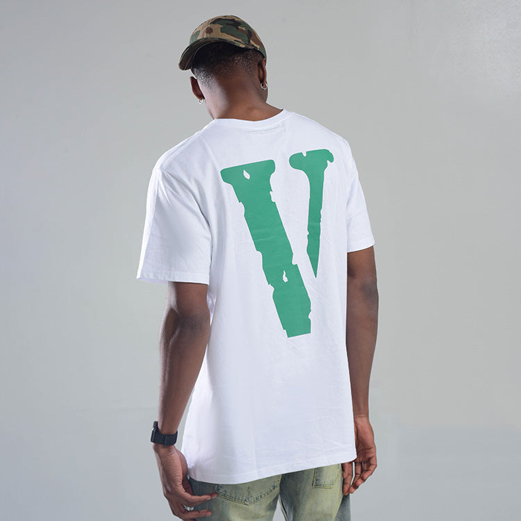VLONE Friends Back Large Logo Short Sleeve Couple Style White Green VLTE17SS002-WT