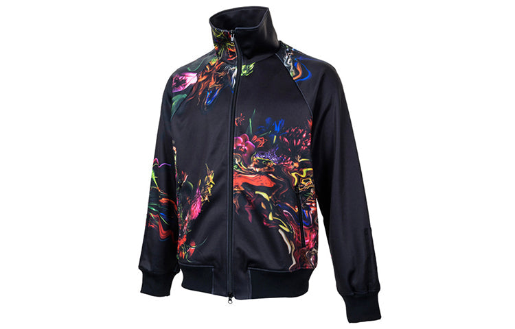 Men's Y-3 Printing Pattern Stand Collar Jacket Black FJ0391IW