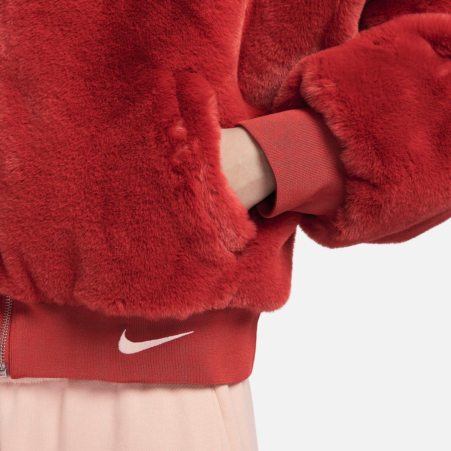 (WMNS) Nike Sportswear Reversible Faux Fur Bomber Jacket 'Red' FB8693-832