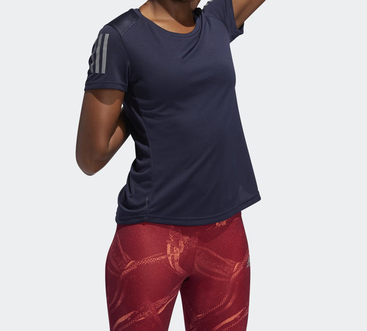 (WMNS) adidas Own The Run Tee Reflective Printing Sports Short Sleeve Blue DZ2266