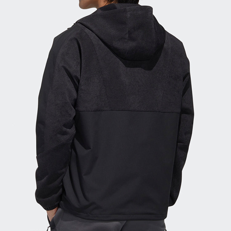 adidas Half-zipped Hooded Windproof Sports Woven Jacket Men's Black GM4443