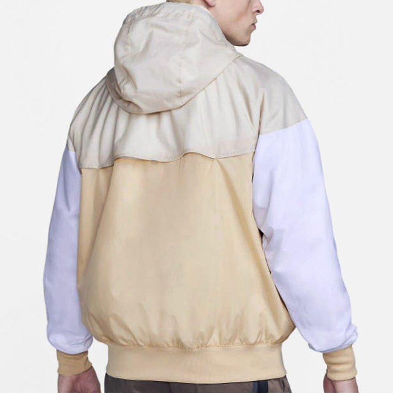 Nike Colorblock Zipper Windproof Hooded Jacket Men's Beige / / White Gray DA0001-268