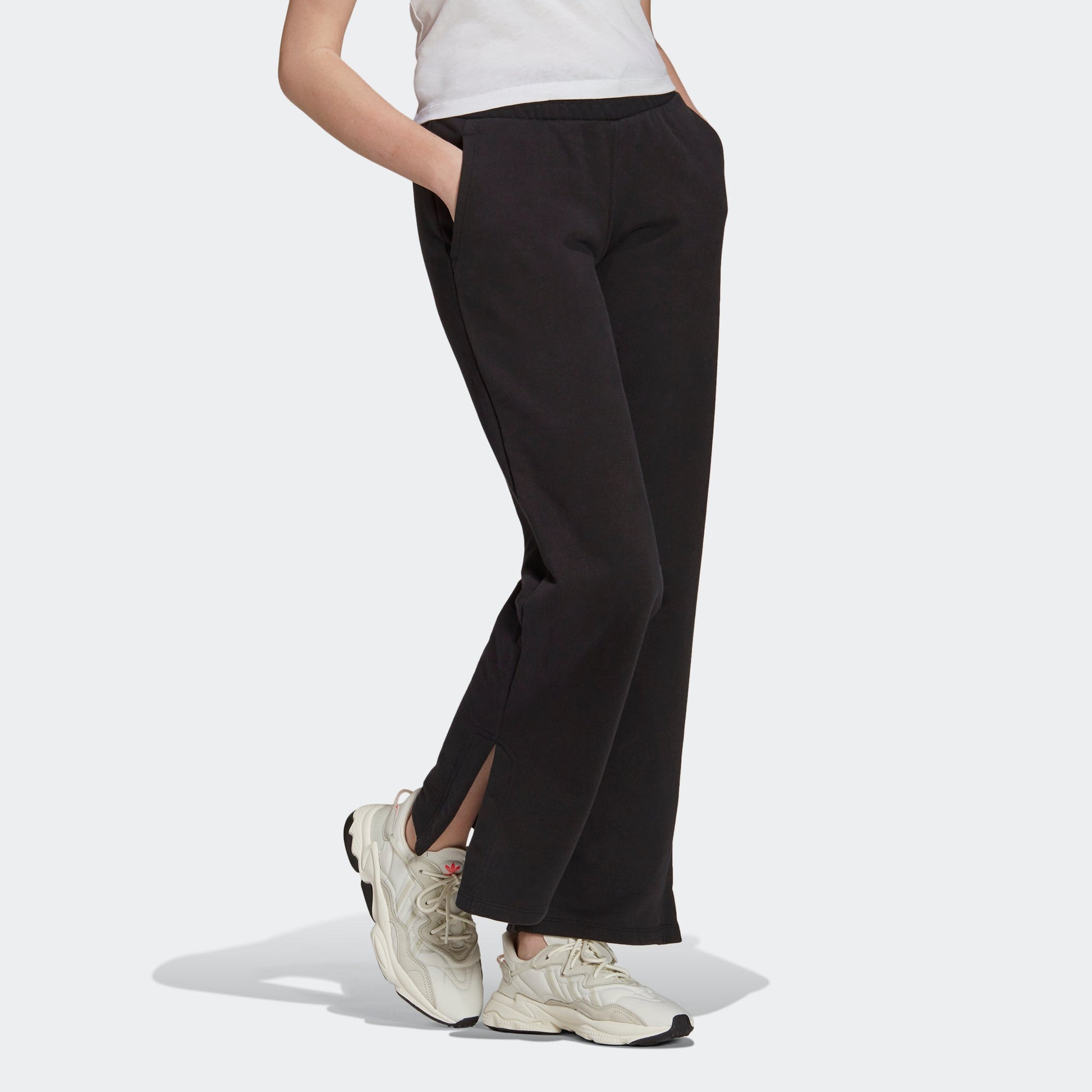(WMNS) adidas Adicolor Open Hem Sweatpants 'Black' H43929