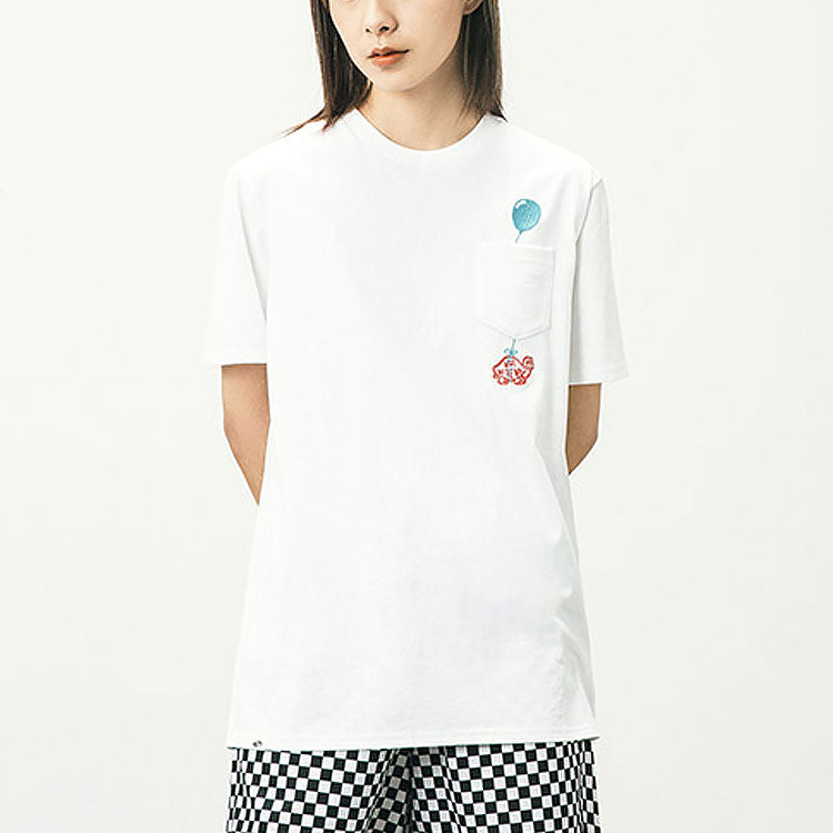 (WMNS) Vans Funny Pattern Small Turtle Embroidered Sports Short Sleeve White VN0A5F2EWHT