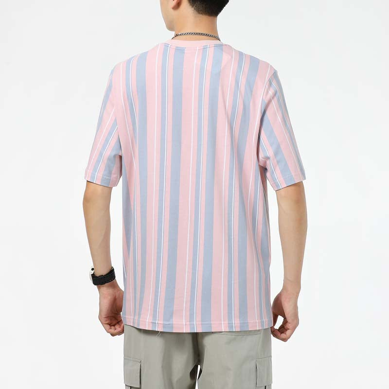 PUMA Stripe Round Neck Casual Sports Short Sleeve Pink Red 533203-61