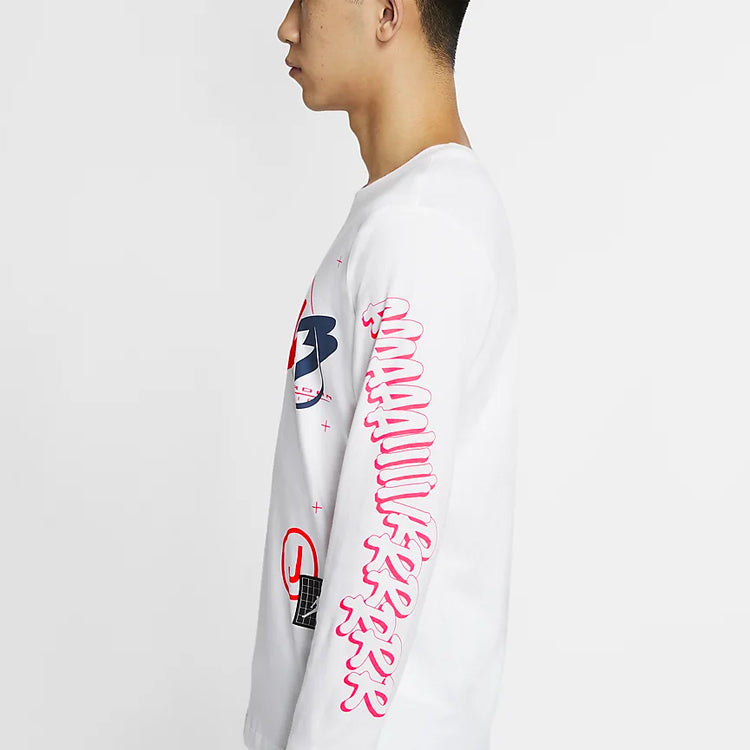 Air Jordan 23 Air Printing Casual Sports Round Neck Long Sleeves White CT3662-100