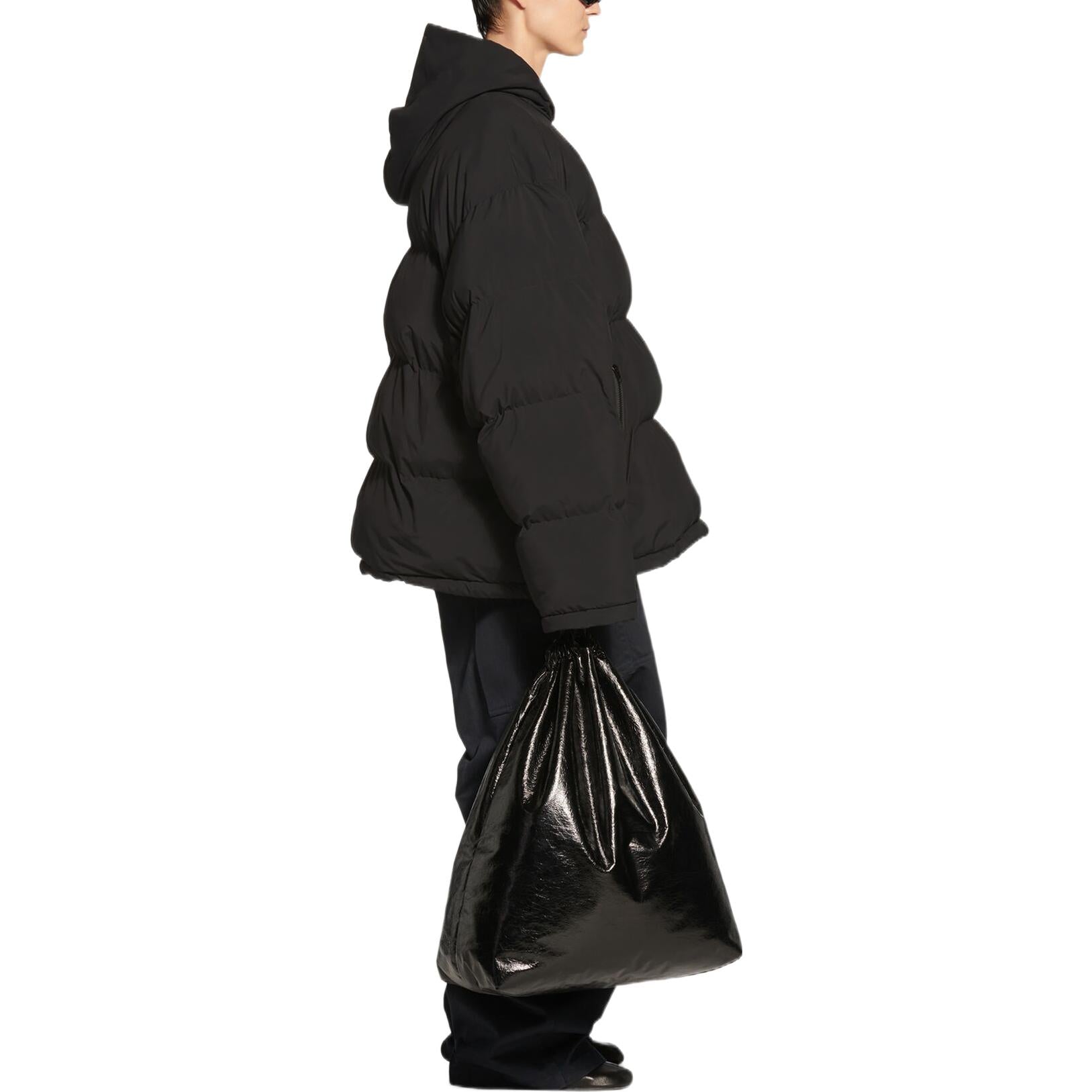 Balenciaga Sporty B Pull-Over Hooded Puffer Jacket 'Black' 720156-TNO45-1000
