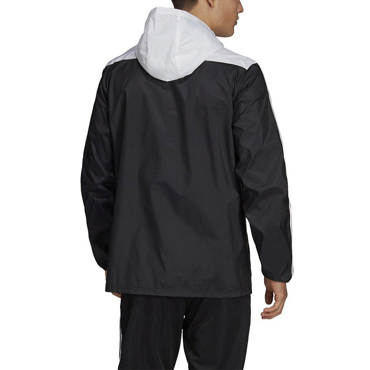 adidas logo Printing Soccer/Football Stand Collar Casual Sports Jacket Black White DY0096
