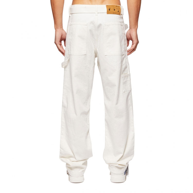 Men's Off-White SS22 Solid Color Straight Casual Pants/Trousers White OMYA136S22DEN0010110