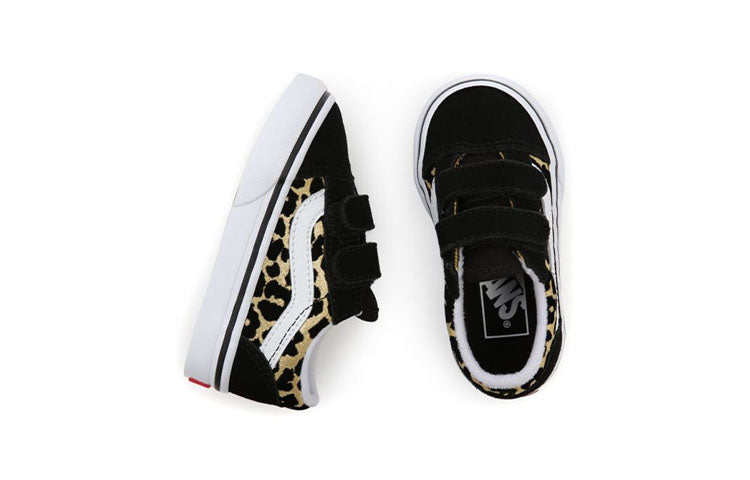 Vans Toddler Flocked Leopard Old Skool Velcro Low-Top Sneakers Black/Yellow BP VN000D3YABS
