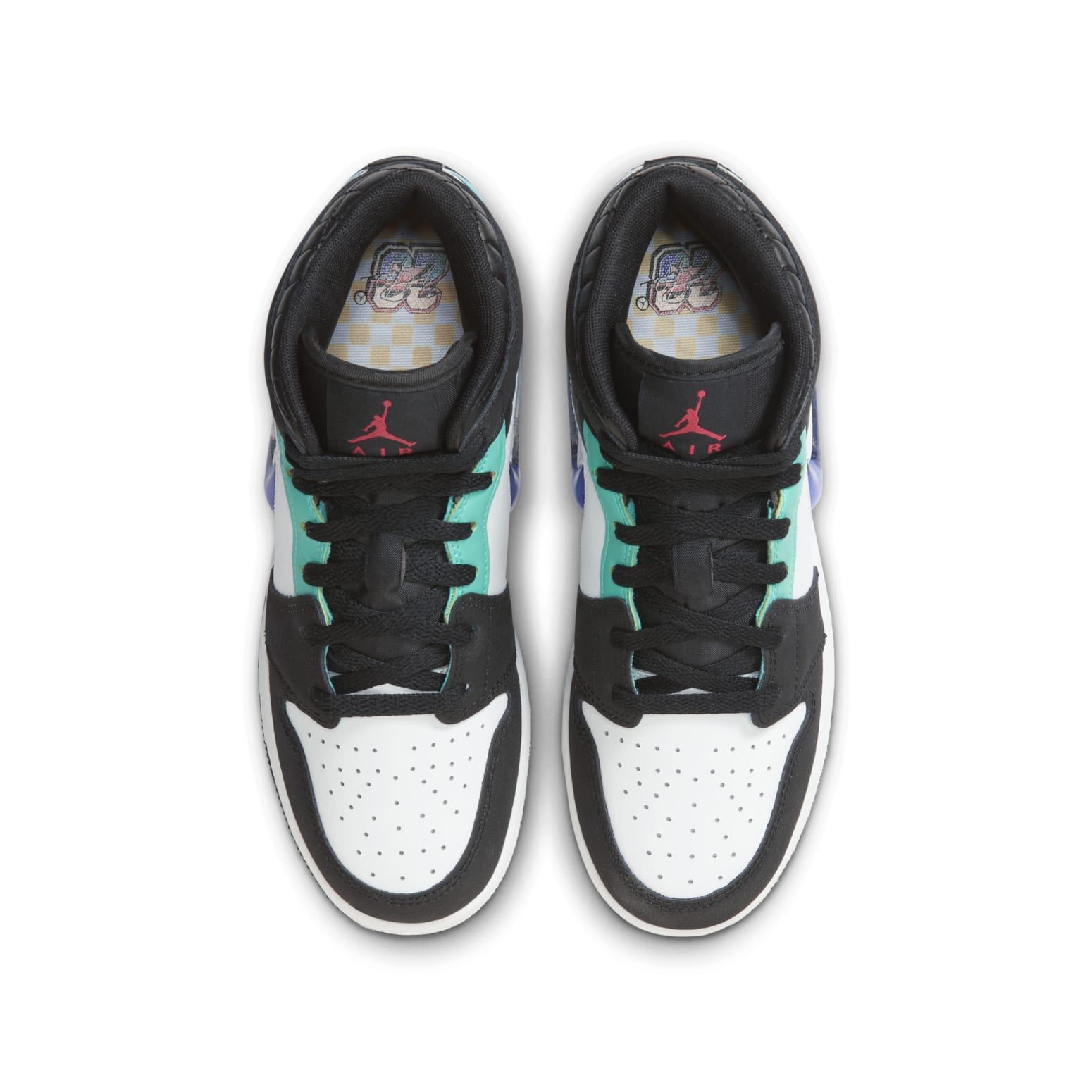 (GS) Air Jordan 1 Mid SE 'Black Hyper Jade Royal'  FQ8095-001