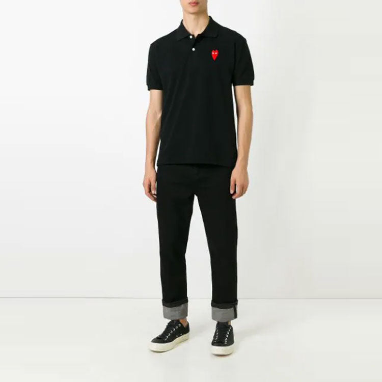 COMME des GARCONS PLAY Polo Red Emblem 'Navy' AZ-T006-051-2