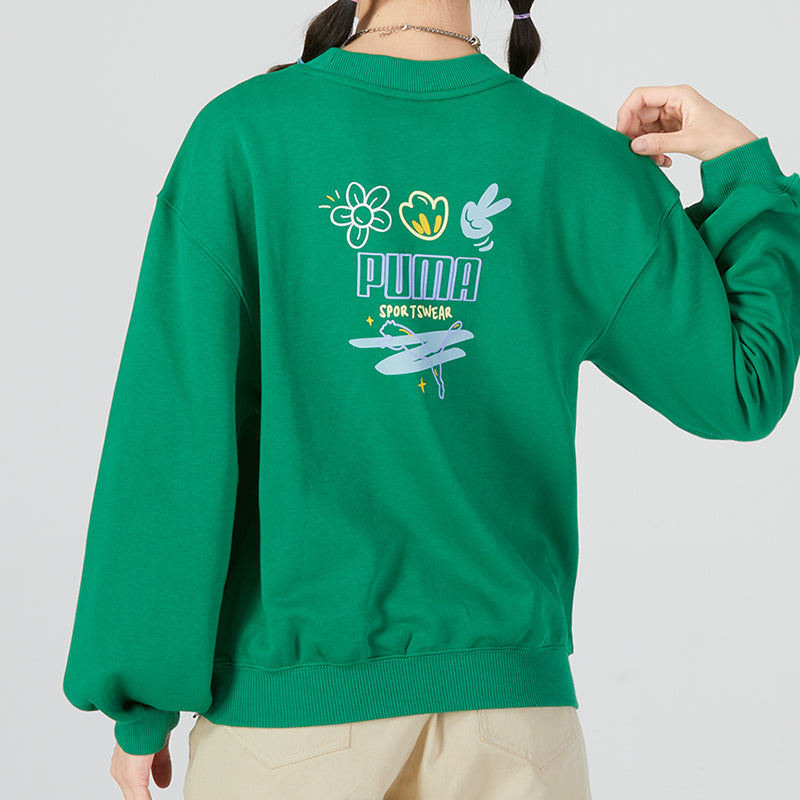 (WMNS) PUMA Graphic Sweatshirt 'Green' 537518-86