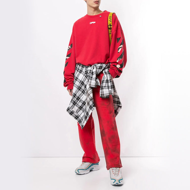 Men's Off-White Tie Dye Red Sports Pants/Trousers/Joggers OMCH027S20E300202000