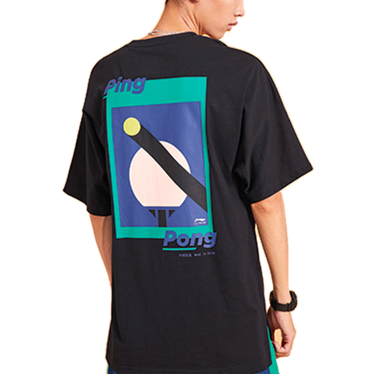Li-Ning Paris Fashion Week Printing Loose Tee 'Black Blue' AHSQ273-2