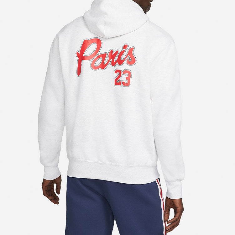 Men's Air Jordan x Paris Saint-Germain Crossover Logo Numeric Printing Hooded Long Sleeves White DJ0395-051