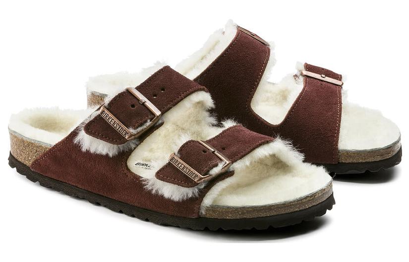 Birkenstock Arizona Shearling Suede Leather Narrow Fit 'Port' 1012247
