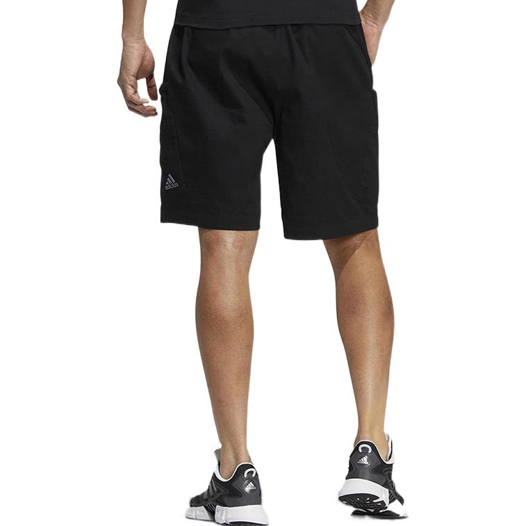 Men's adidas Solid Color Logo Printing Casual Straight Shorts Black HM2984