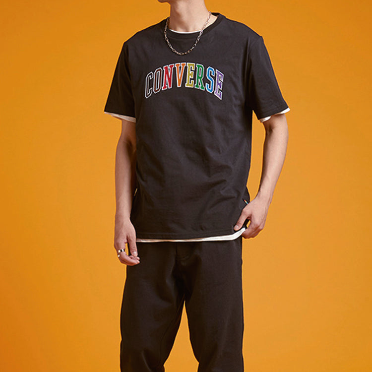 Men's Converse Rainbow Series Loose Casual Short Sleeve Black 10019133-001