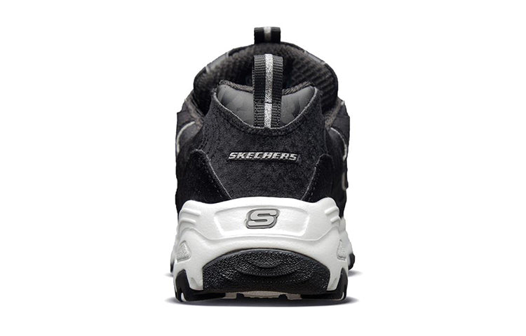 (WMNS) Skechers D'Lites Velvet Low-Top Daddy Shoes Black/White 11917-BKW