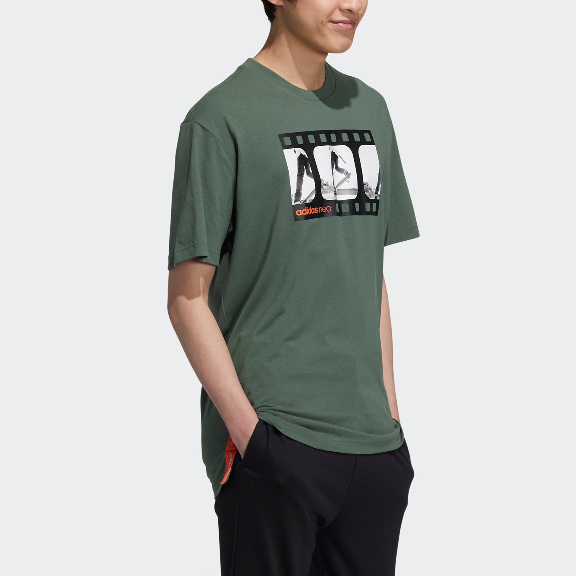 adidas neo M Brlv Tee3 Casual Sports Pattern Printing Short Sleeve Green H59453