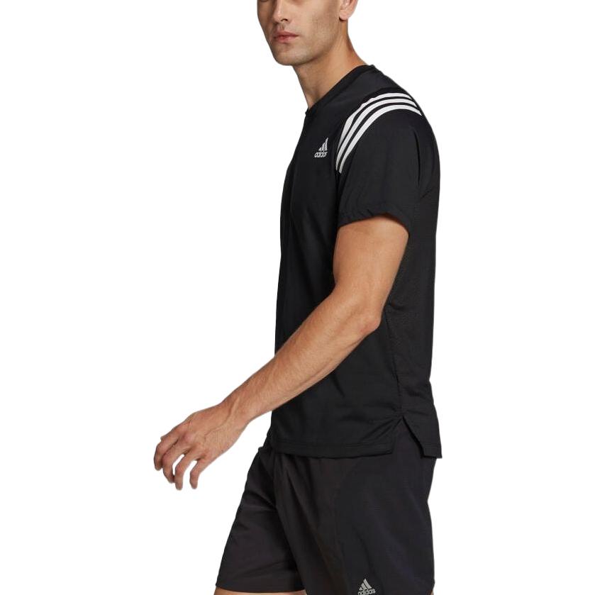 Men's adidas Stripe Logo Training Short Sleeve Japanese Version Black T-Shirt HC2761