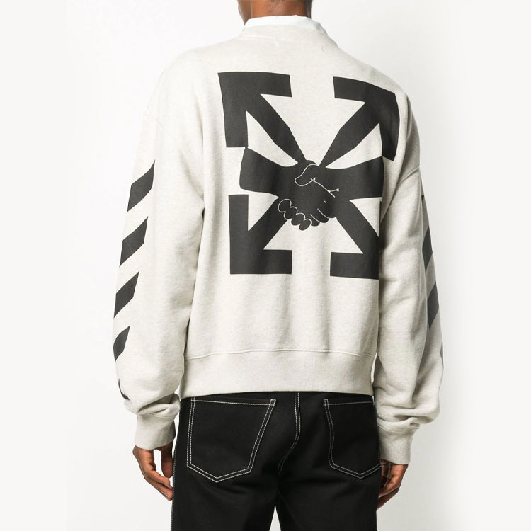 Off-White Arrows Logo Printing Pullover Men Grey/White OMBA035F20FLE0030810