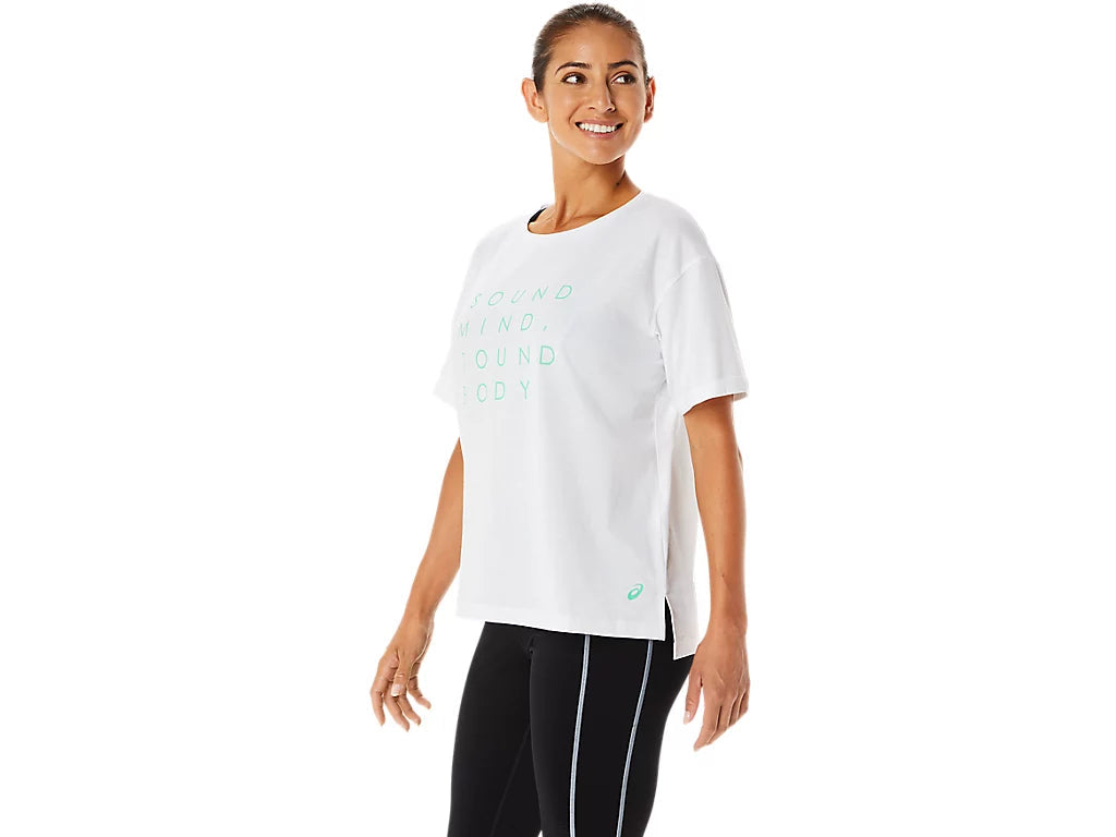 (WMNS) ASICS Training Core Relaxed Graphic T-Shirt 'White' 2032C717-100