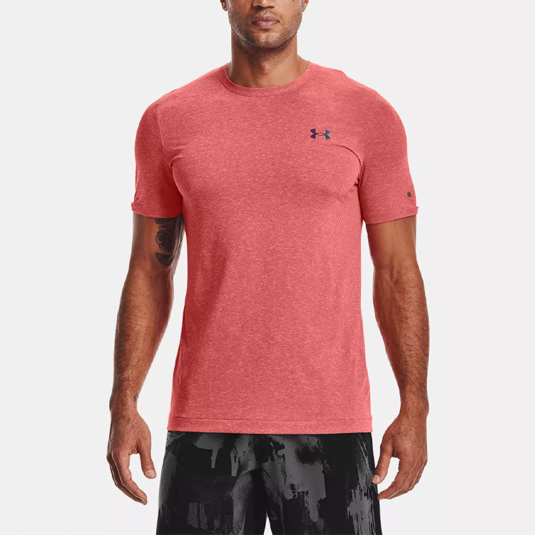 Men's Under Armour Rush Seamless Training Sports Round Neck Short Sleeve Red 1361130-690