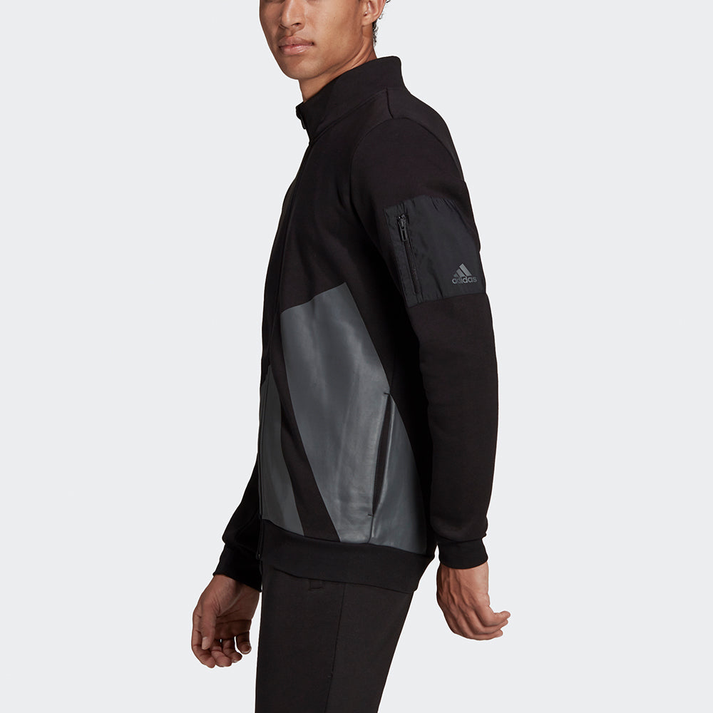 adidas Fleece Jacket M Logo Printing Sports Black HI1187