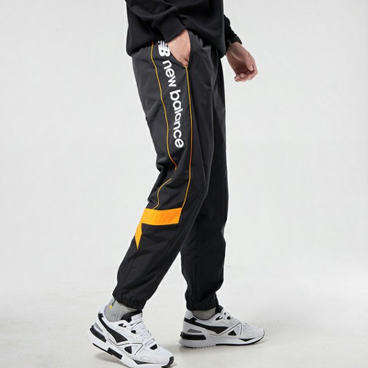 New Balance Logo Print Pants Asia Sizing 'Black Orange' AMP11328-BK