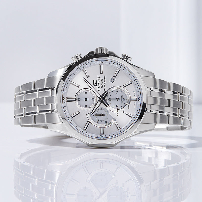 CASIO EDIFICE Series Vintage Classic Sports Stainless Steel Men's Quartz Waterproof Mens White Analog EFB-670SBS-8AVUPR