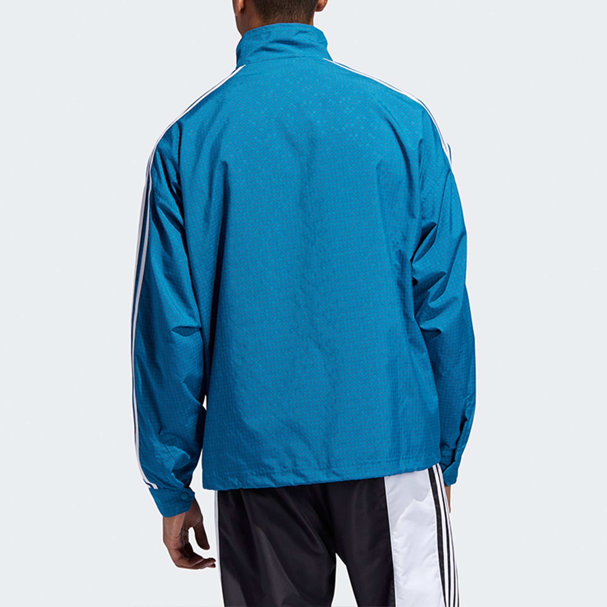 adidas originals Grid Wind Plaid Printing Sports Windproof Stand Collar Jacket Blue ED6269