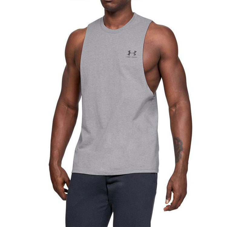 Under Armour Sportstyle Left Chest Cut-Off Tank Top 'Grey' 1329286-035