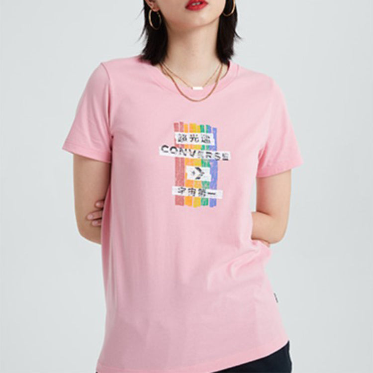 (WMNS) Converse Slim Fit Printing Short Sleeve Pink 10018492-A03