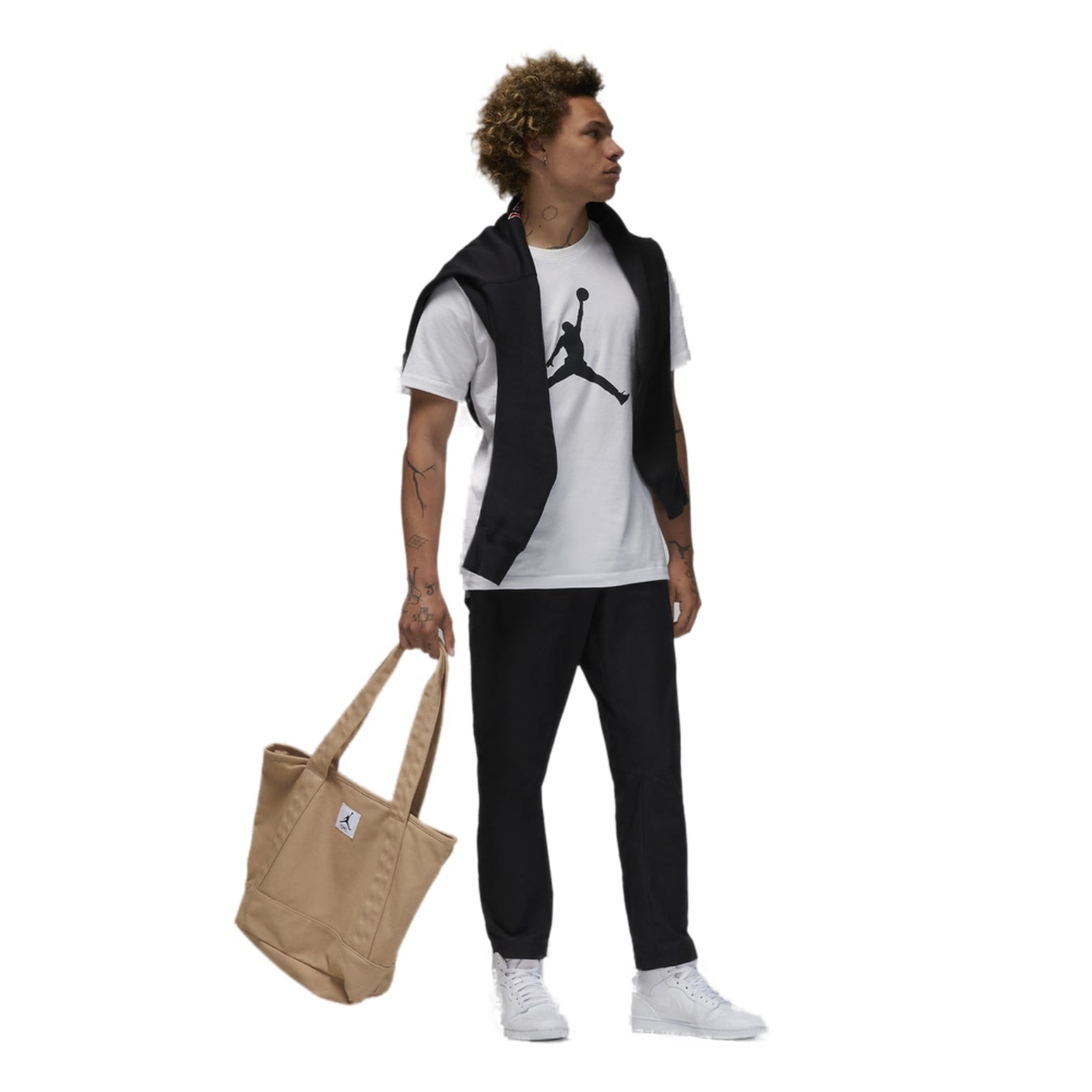 Men's Air Jordan SS22 Logo Pattern Printing Round Neck Short Sleeve White T-Shirt CJ0922-100