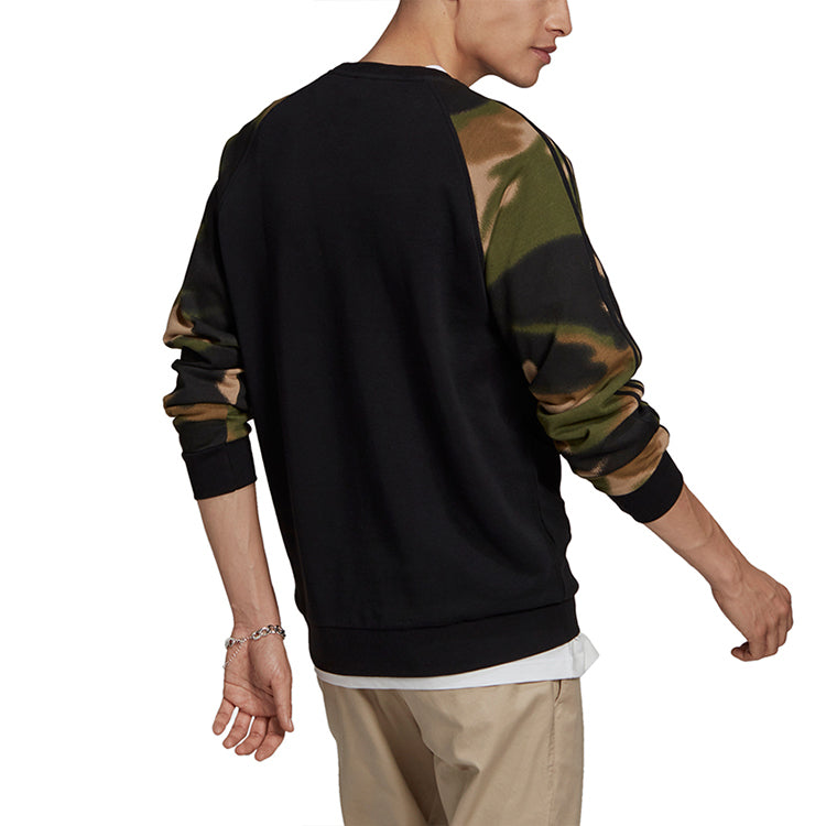 adidas originals Camo Stripes Crew Casual Sports Sweater Men's Black GN1858