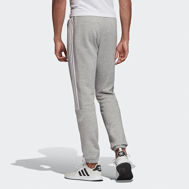 adidas originals Solid Color Elastic Waistband Bundle Feet Casual Sports Pants Gray ED4691