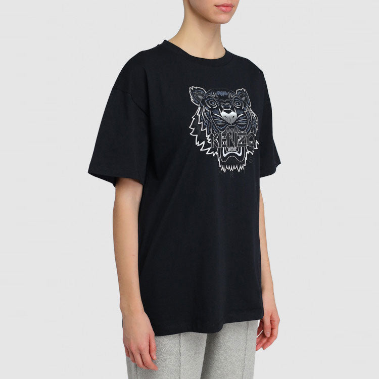 KENZO Tiger Head Printing Cotton Short Sleeve Blue 2TS9724YG-99