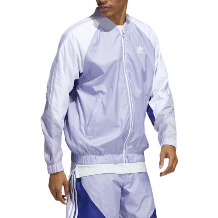 Men's adidas originals Colorblock Windproof Sports Jacket Pink Purple HC2097