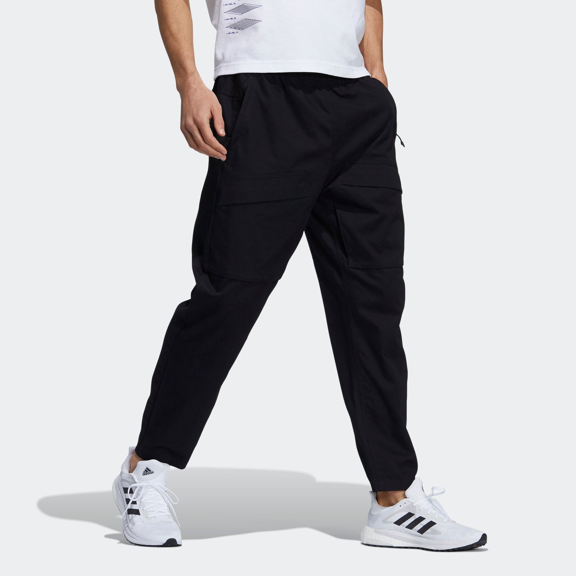 Men's adidas St Wv Cargo Pnt Casual Sports Lacing Breathable Long Pants/Trousers Black H39250
