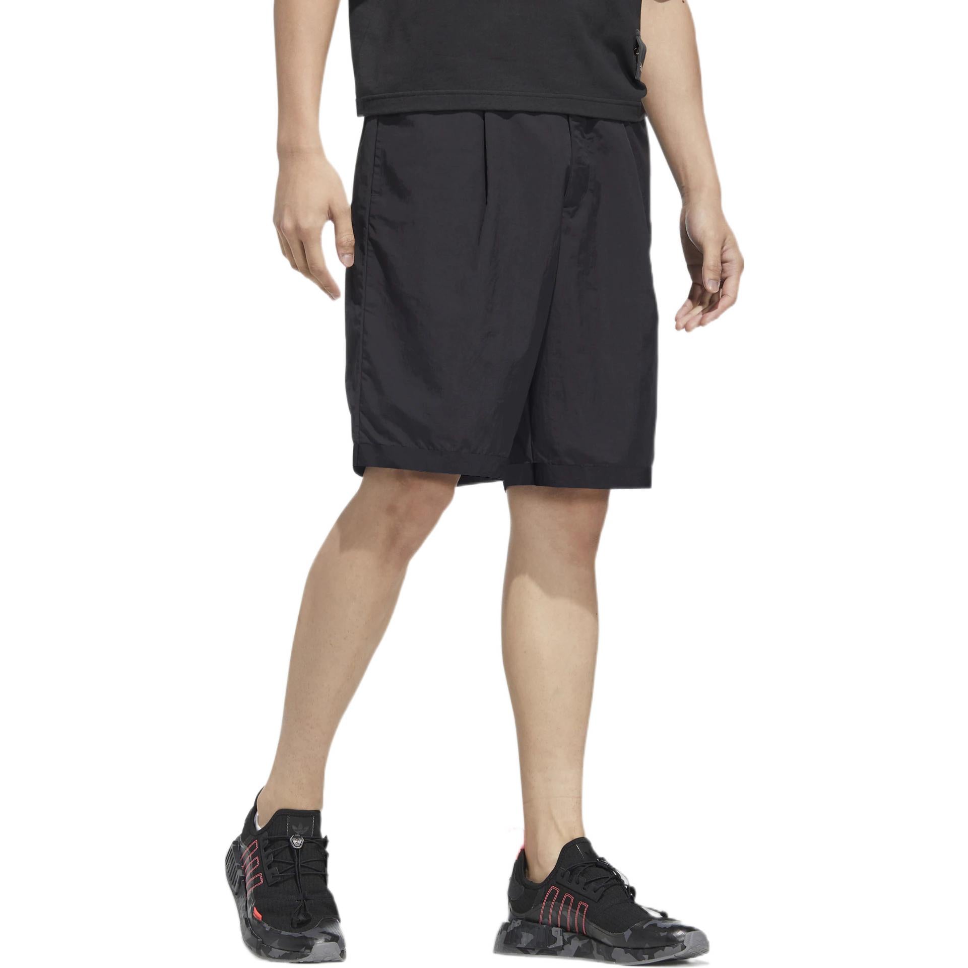 Men's adidas originals Y2K Shorts 2 Solid Color Logo Pattern Straight Sports Black HM8037