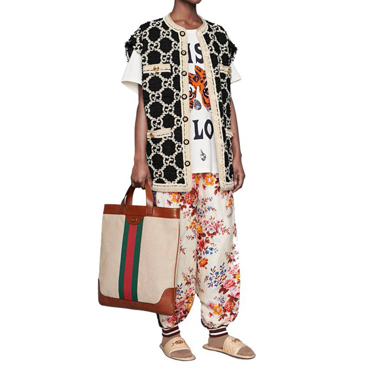 (WMNS) Gucci Tiger Printed Sequin Embroidered Cotton Short Sleeve White 492347-XJBHQ-7136