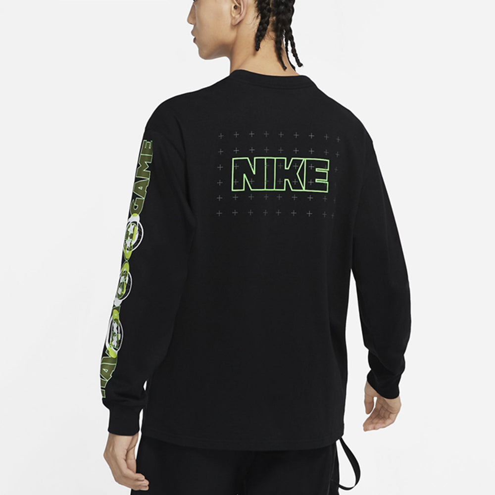 Nike As M Nsw Gc Ls Tee Alphabet Pattern Printing Athleisure Casual Sports Long Sleeves Black DO6946-010