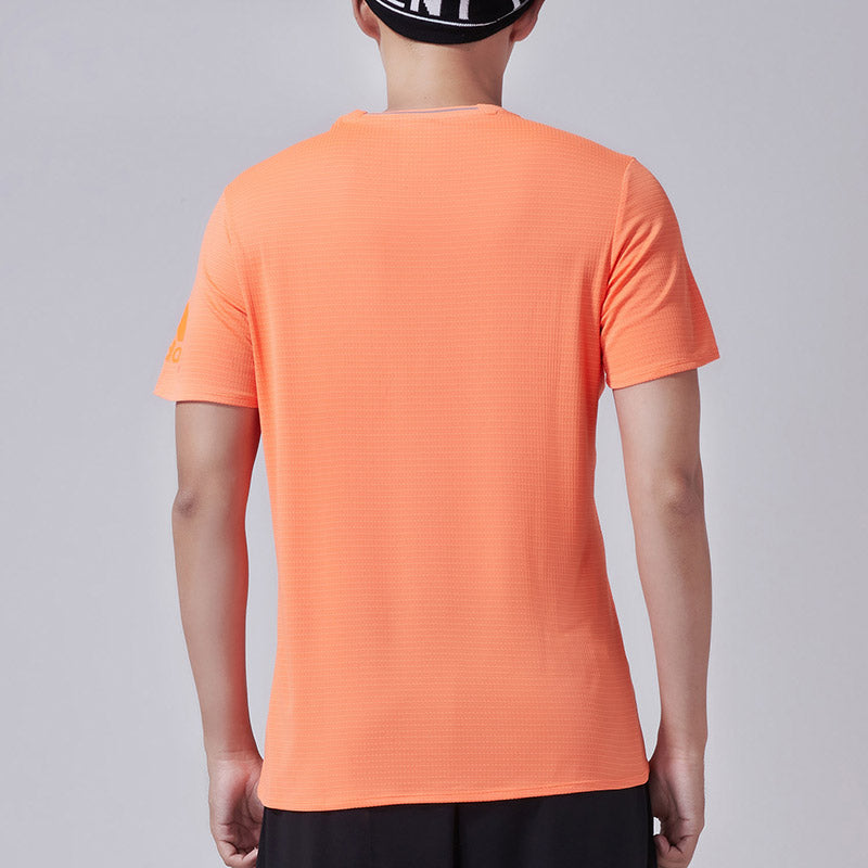 Men's adidas Solid Color Quick Dry Athleisure Casual Sports Short Sleeve Orange T-Shirt CW4057