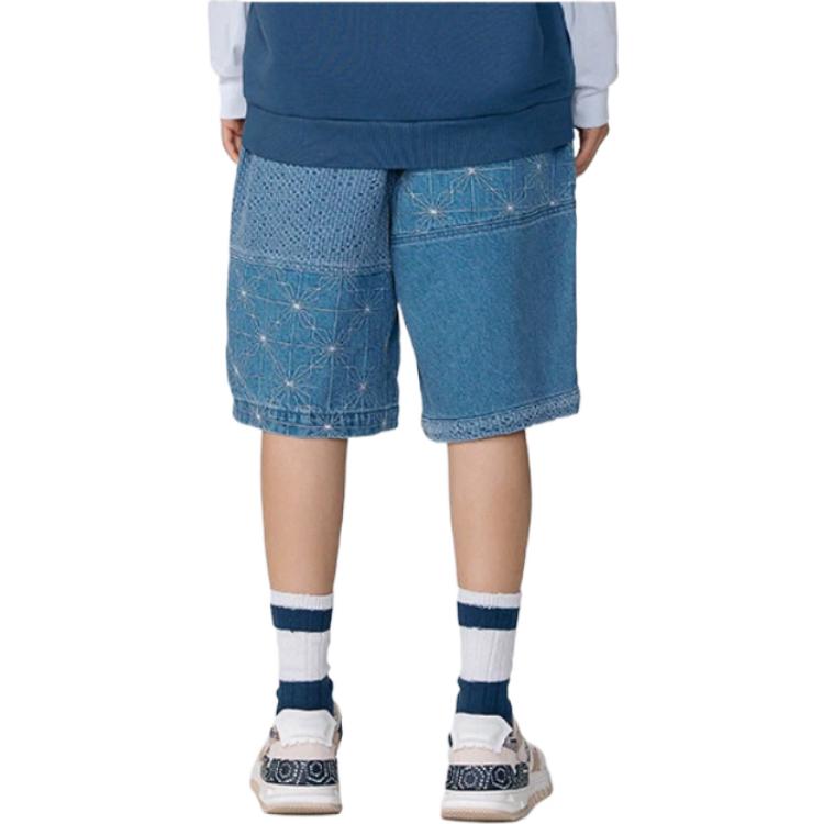 Li-Ning Embroidered Color Block Denim Shorts 'Denim Blue' AJSR009-1