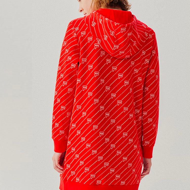 (WMNS) FILA Long Casual Printing Hoodie Red F11W048303F-RD
