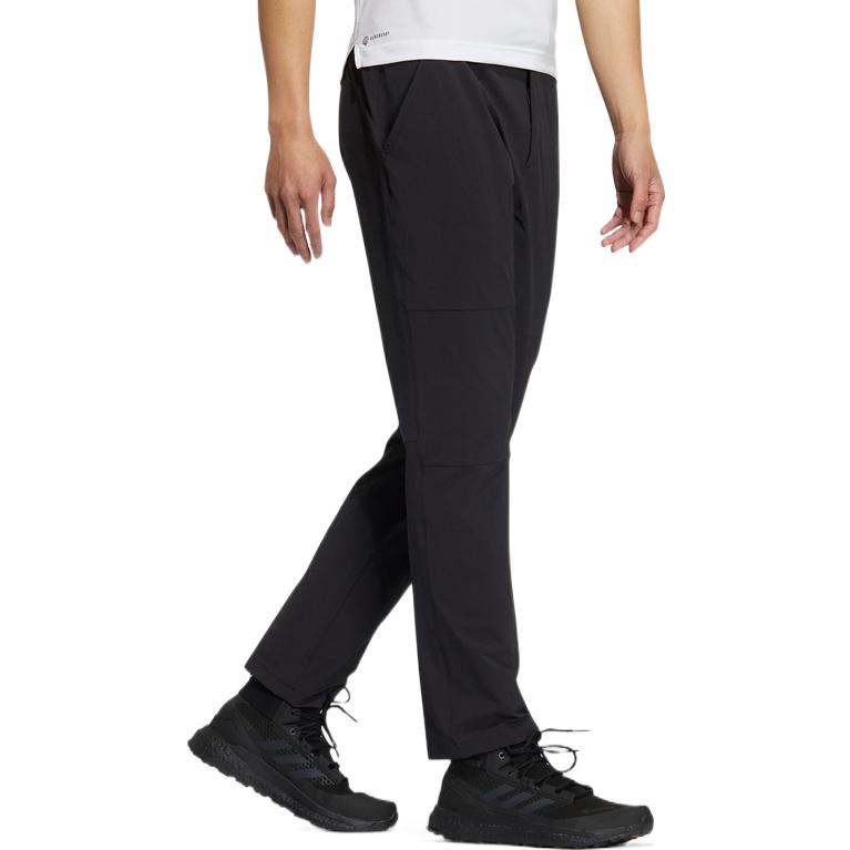 Men's adidas Solid Color Embroidered Logo Mid Waist Lacing Straight Sports Pants/Trousers/Joggers Black HN2061