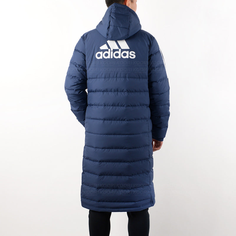 adidas Logo hooded down Jacket Navy Blue GM5246
